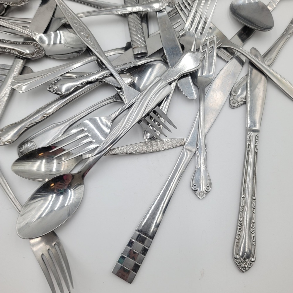 55pc Mixed Bulk Lot Stainless Flatware Assorted Silverware for‎ Crafts Upcycling - Picture 3 of 6